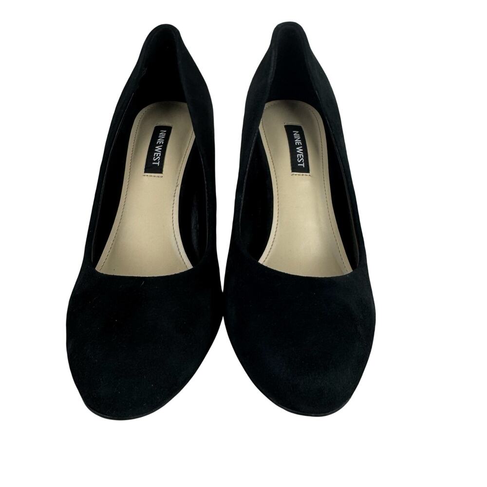 NINE WEST YUNIP 3 LEATHER ALMOND TOE BLOCK HEELS IN BLACK NWOB WOMEN'S SIZE 7M - Picture 3 of 15